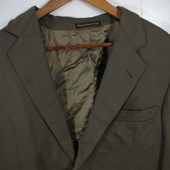 COPY - Vintage Gabardine Wool Blazer Jacket Mens 40S Two Button Green Gray Suit - Picture 2 of 11